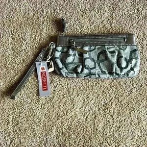 Rosetti black and grey sequined clutch